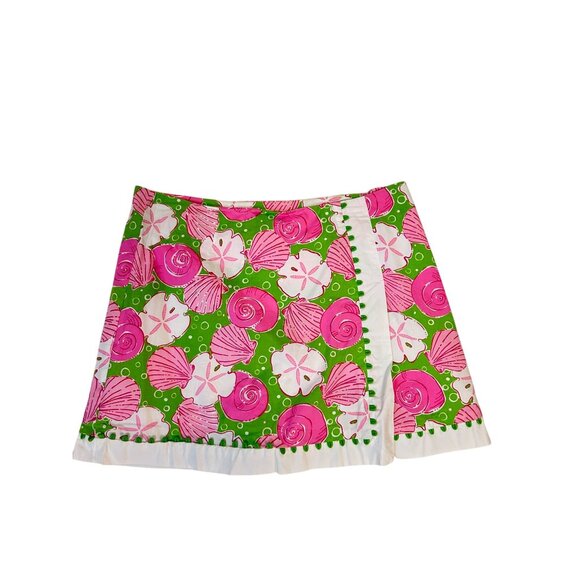 Lilly Pulitzer Sandy Tides Skort Seashell Print Green & Pink Cotton Size 10 - Picture 1 of 4